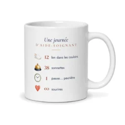 Mug aide-soignant personnalisé prénom – mug blanc vu du dos