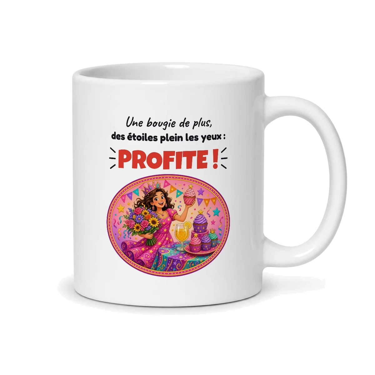 Mug anniversaire femme – mug blanc vu du dos