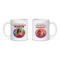 Mug anniversaire femme – les deux faces du mug côte à côte