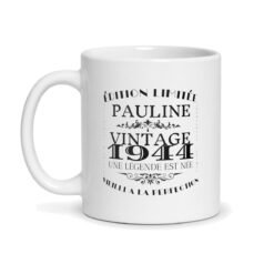 Mug anniversaire personnalisé vintage – Prénom et année de naissance, céramique 330 ml – mug personnalisé