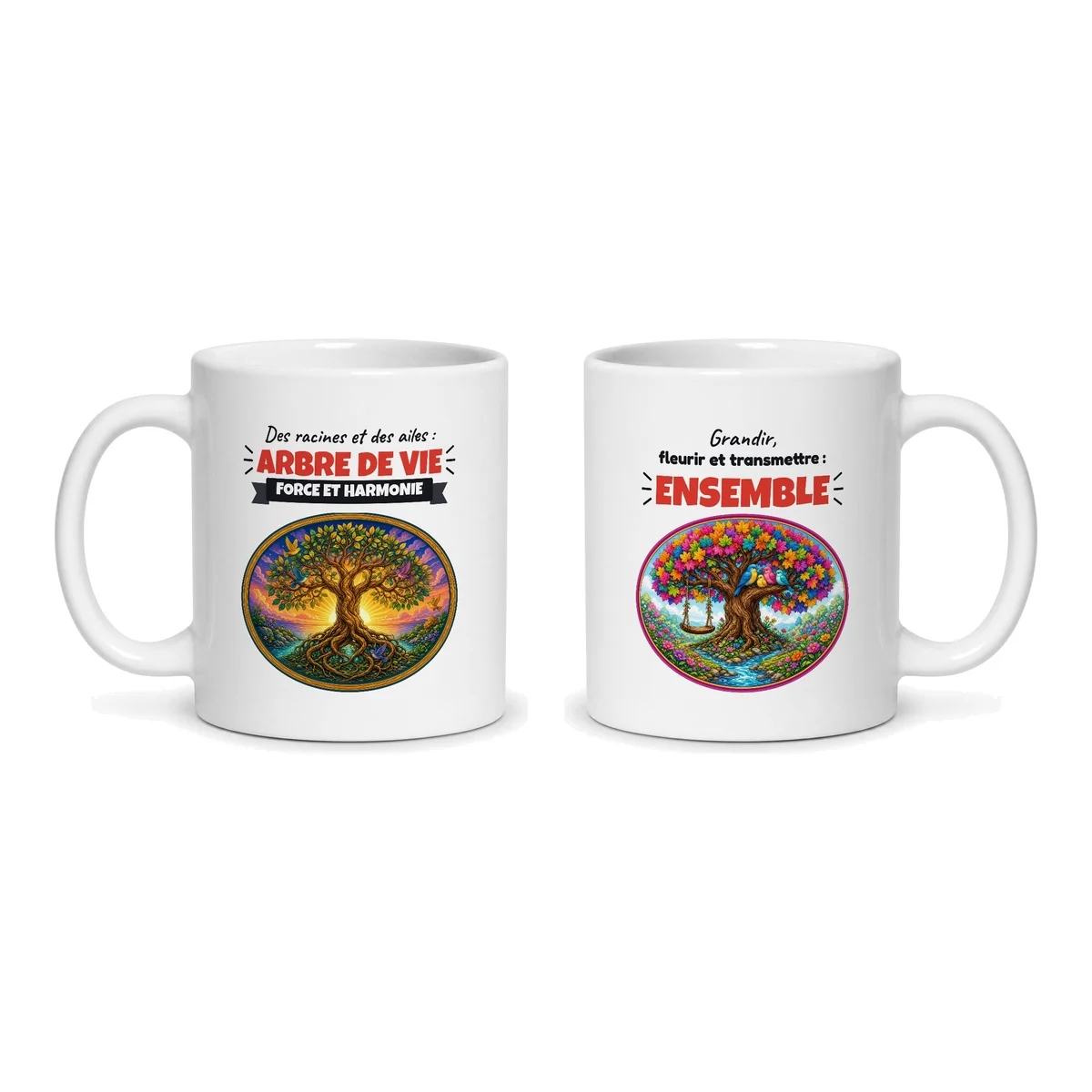 Mug arbre de vie – les deux faces du mug côte à côte