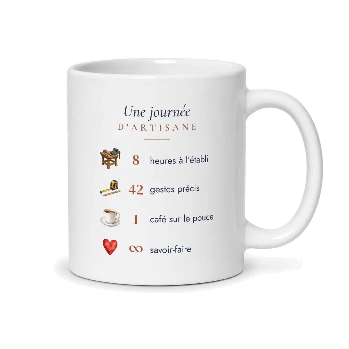 Mug artisane personnalisé prénom – mug blanc vu du dos