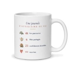 Dos du mug auxiliaire de vie : 48 km parcourus, 6 thés partagés, 23 confidences écoutées