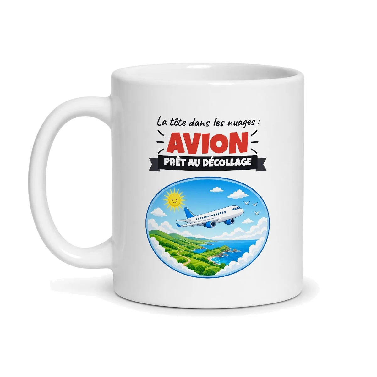 Mug avion – mug blanc vu de face