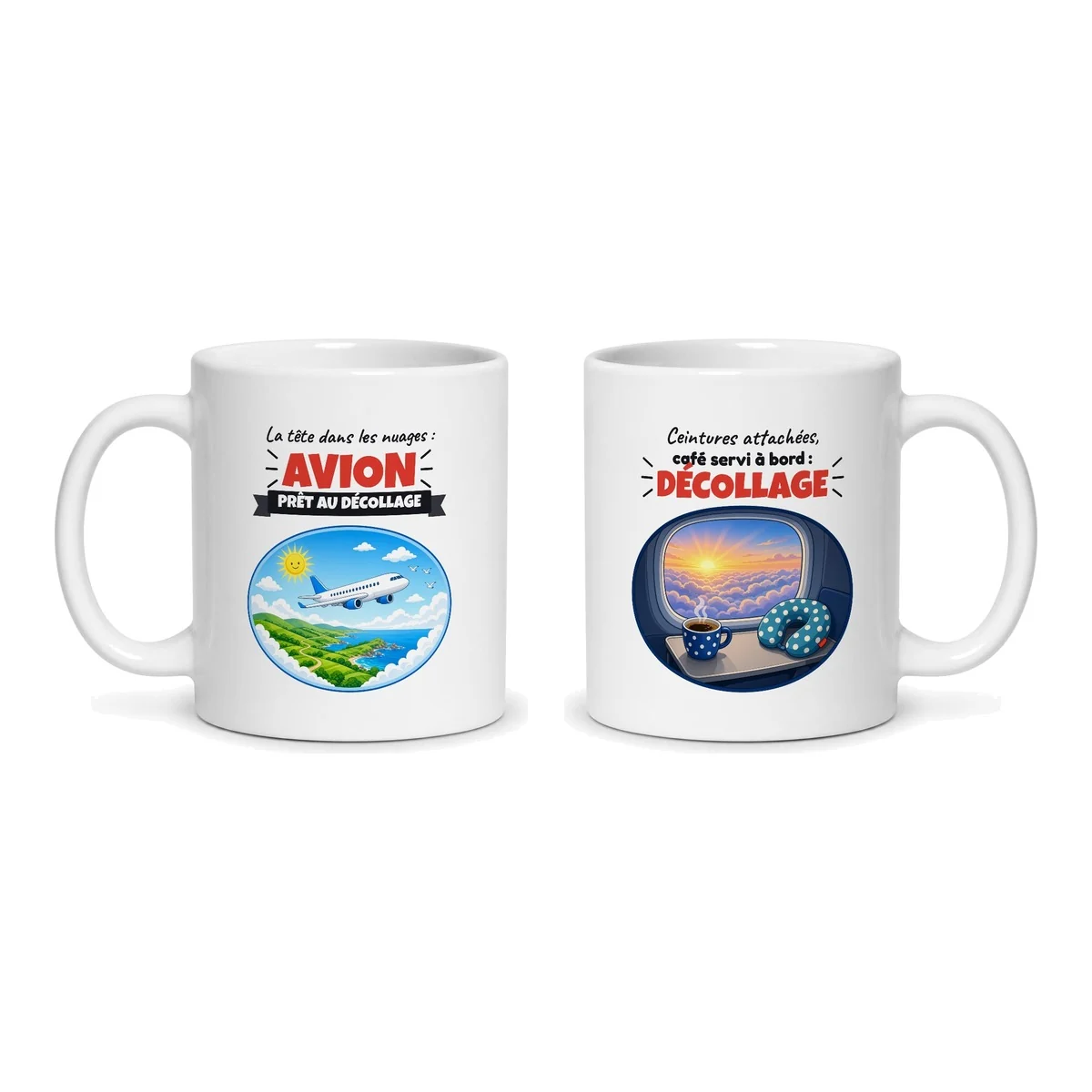 Mug avion – les deux faces du mug côte à côte