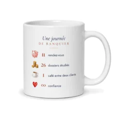 Mug banquier personnalisé prénom – mug blanc vu du dos