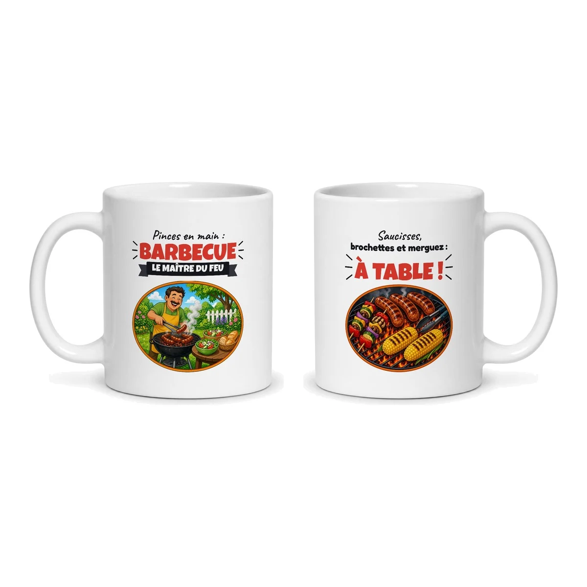 Mug barbecue – les deux faces du mug côte à côte