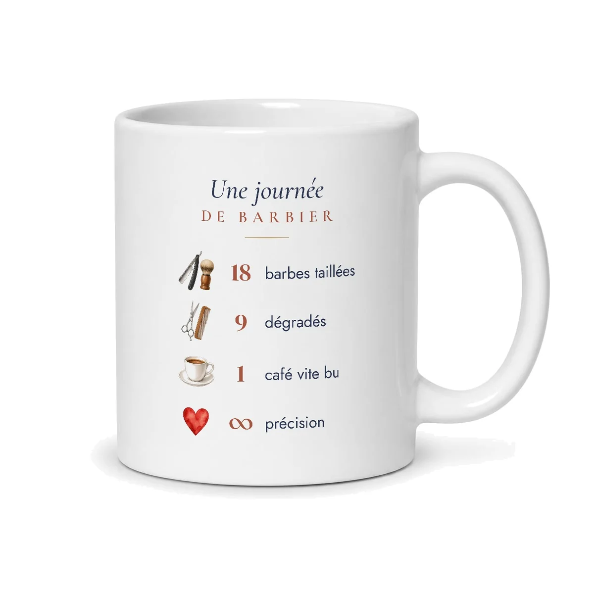 Mug barbier personnalisé prénom – mug blanc vu du dos