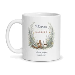 Mug barbier personnalisé prénom – mug blanc vu de face