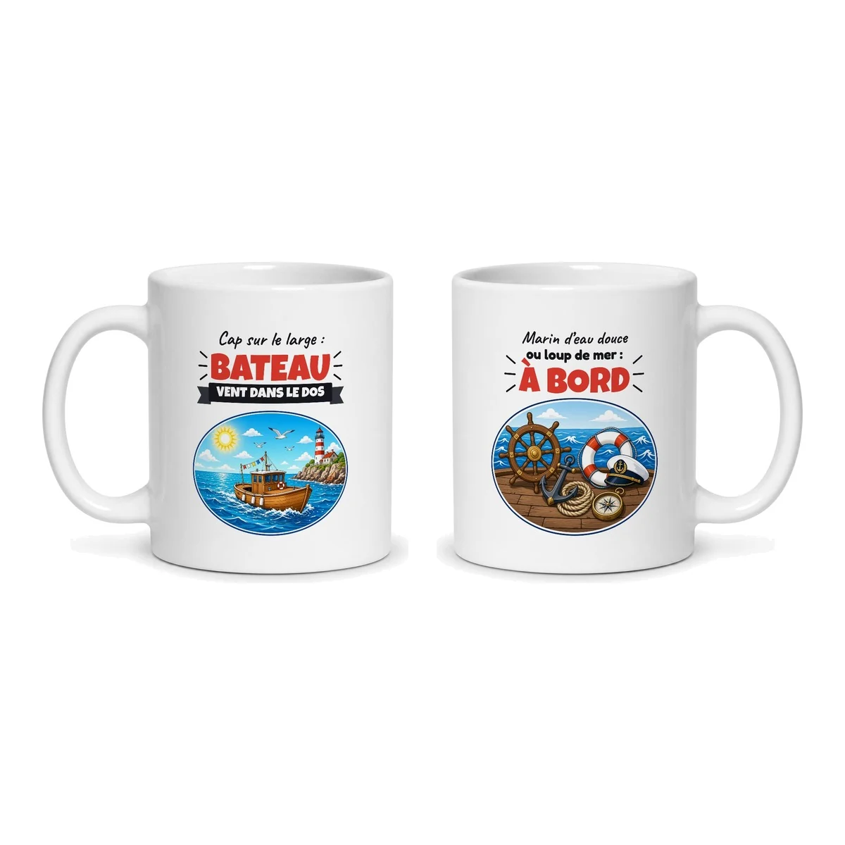 Mug bateau – les deux faces du mug côte à côte