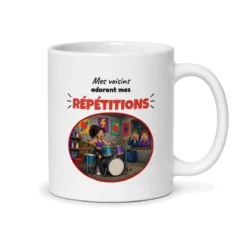 Mug batteuse – mug blanc vu du dos