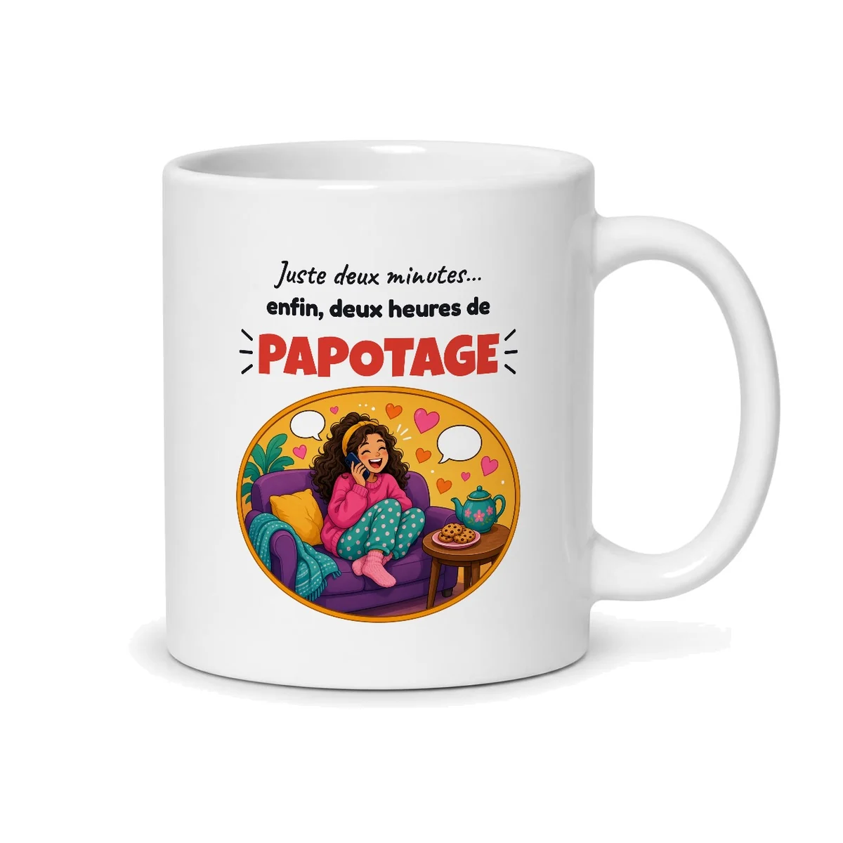 Mug bavarde – mug blanc vu du dos