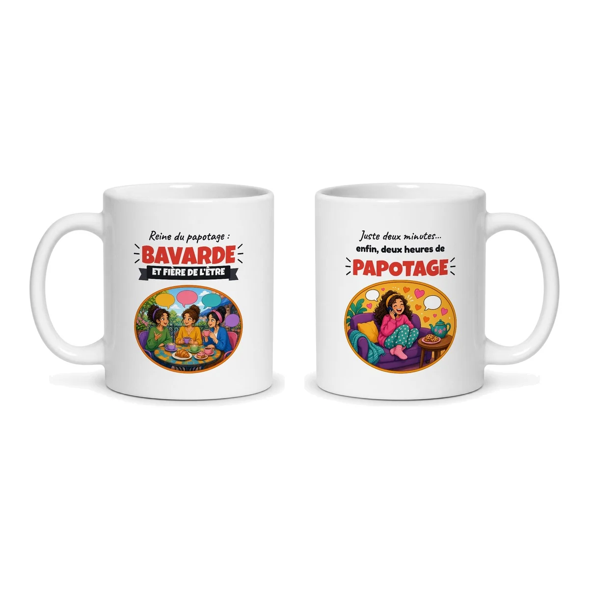 Mug bavarde – les deux faces du mug côte à côte