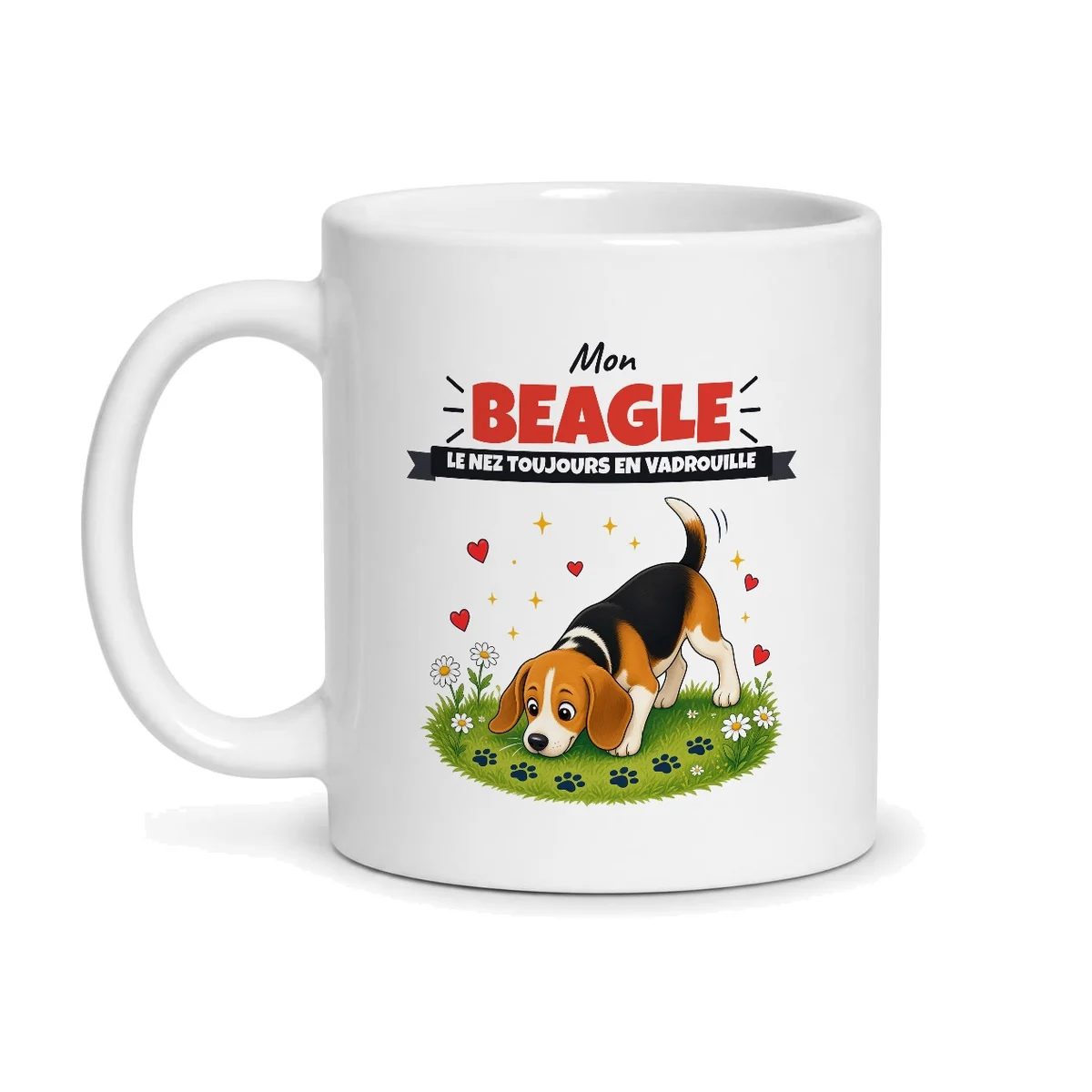 Mug beagle – mug blanc vu de face