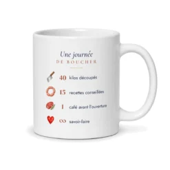 Mug boucher personnalisé prénom – mug blanc vu du dos