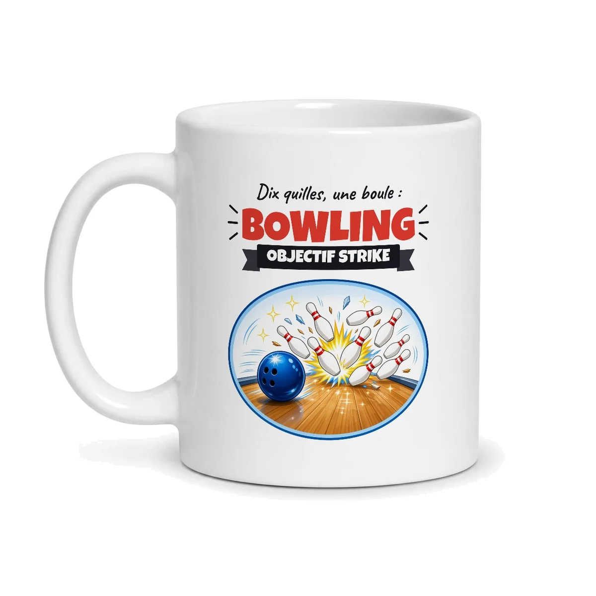Mug bowling – mug blanc vu de face