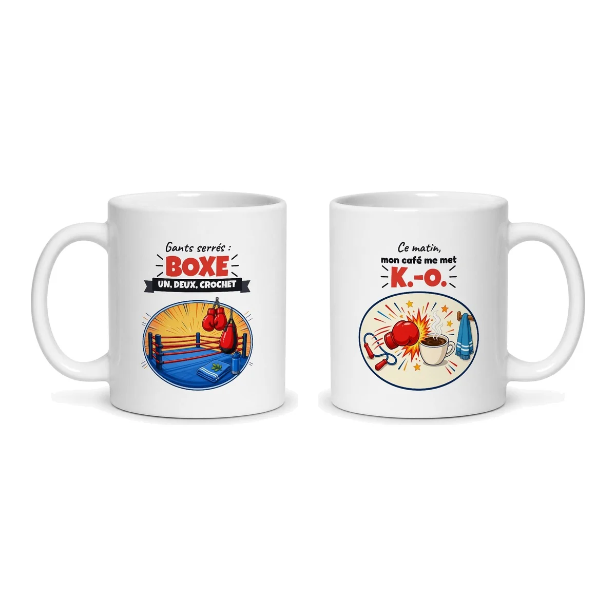 Mug boxe – les deux faces du mug côte à côte