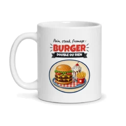 Mug burger – mug blanc vu de face
