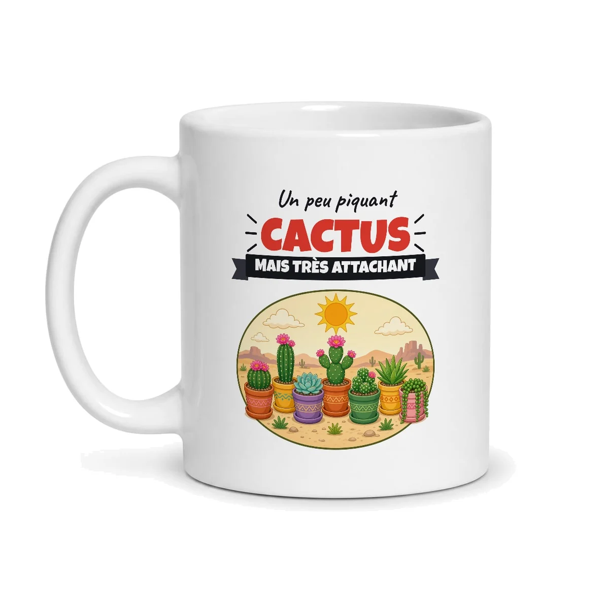 Mug cactus – mug blanc vu de face