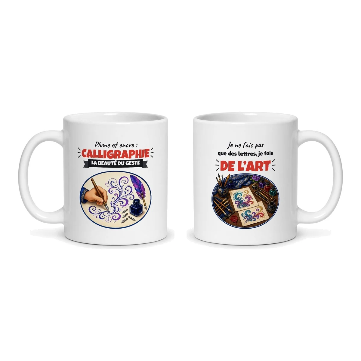 Mug calligraphie – les deux faces du mug côte à côte