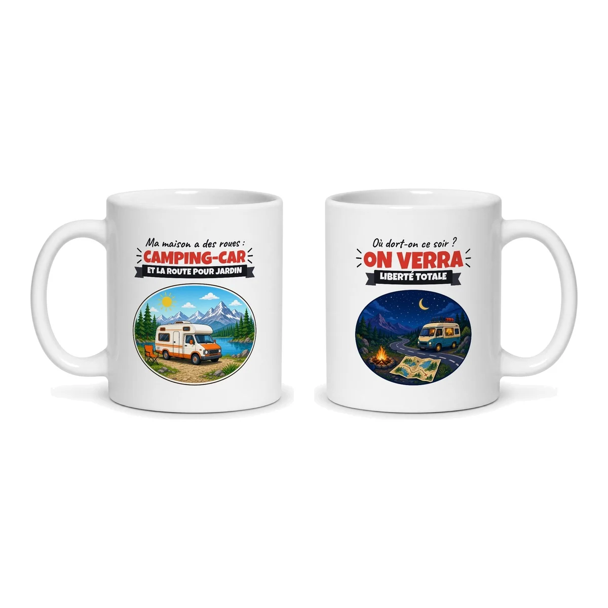 Mug camping-car – les deux faces du mug côte à côte