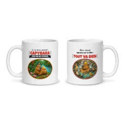 Mug capybara – les deux faces du mug côte à côte