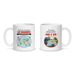 Mug carte du monde – les deux faces du mug côte à côte