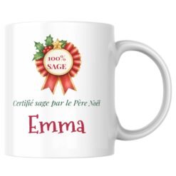 Mug Certifié sage par le Père Noël personnalisé prénom – mockup du mug