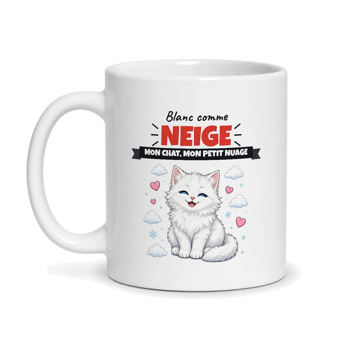 Mug chat blanc – mug blanc vu de face