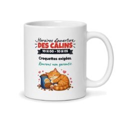 Mug chat grognon « Le matin, je suis un chat grognon », vue du dos