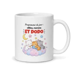 Mug chat kawaii – mug blanc vu du dos