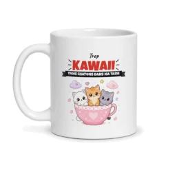 Mug chat kawaii – mug blanc vu de face
