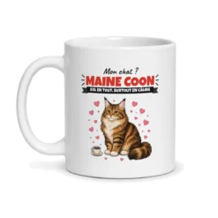 Mug chat maine coon – mug blanc vu de face