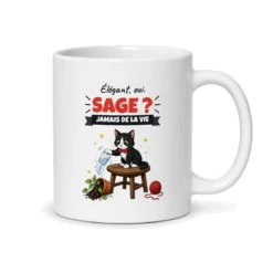 Mug chat noir et blanc – mug blanc vu du dos