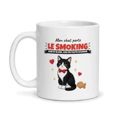 Mug chat noir et blanc – mug blanc vu de face