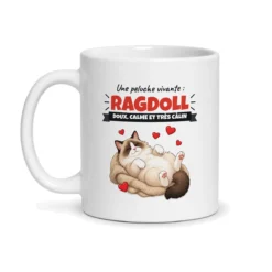 Mug chat ragdoll – mug blanc vu de face
