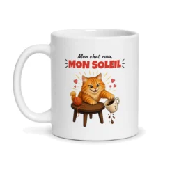 Mug chat roux – mug blanc vu de face