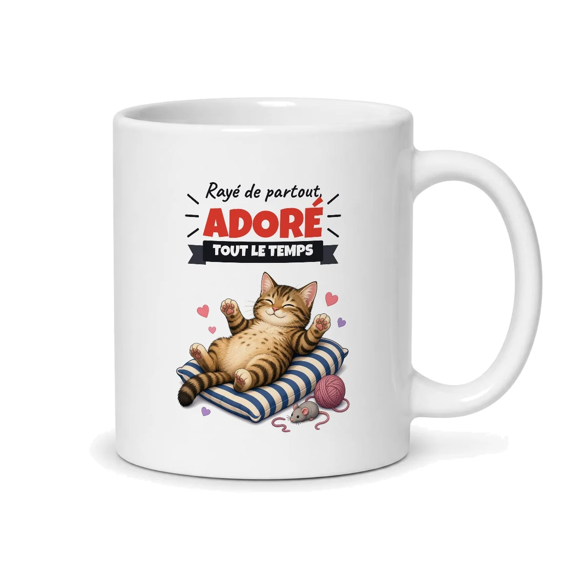 Mug chat tigré – mug blanc vu du dos