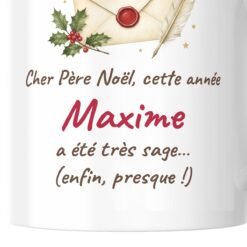 Mug Cher Père Noël personnalisé prénom humour – gros plan sur la personnalisation