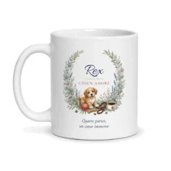 Mug chien personnalisé prénom – mug blanc vu de face