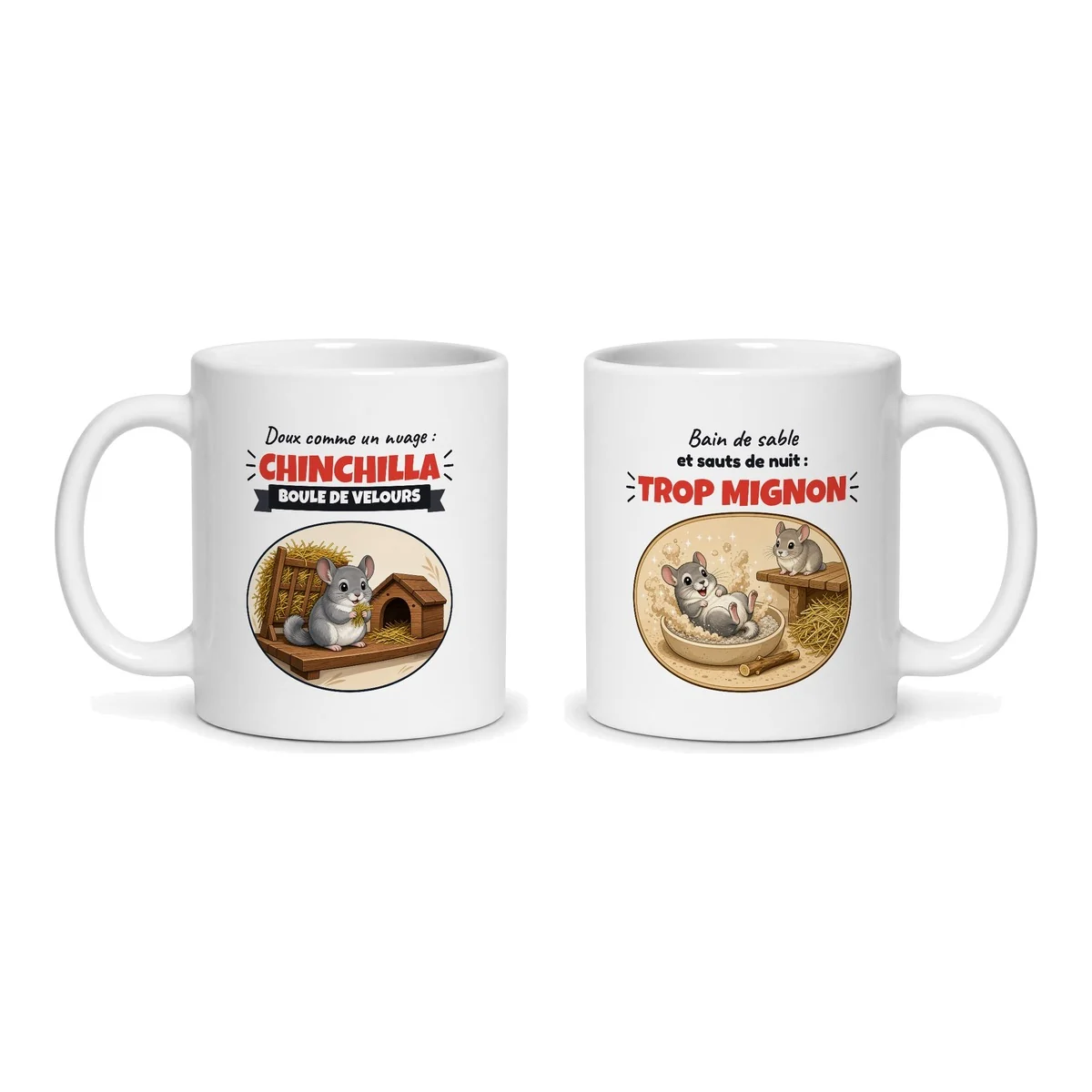 Mug chinchilla – les deux faces du mug côte à côte