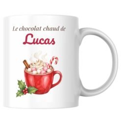 Mug Le chocolat chaud de… personnalisé prénom – mockup du mug