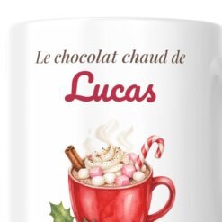 Mug Le chocolat chaud de… personnalisé prénom – gros plan sur la personnalisation