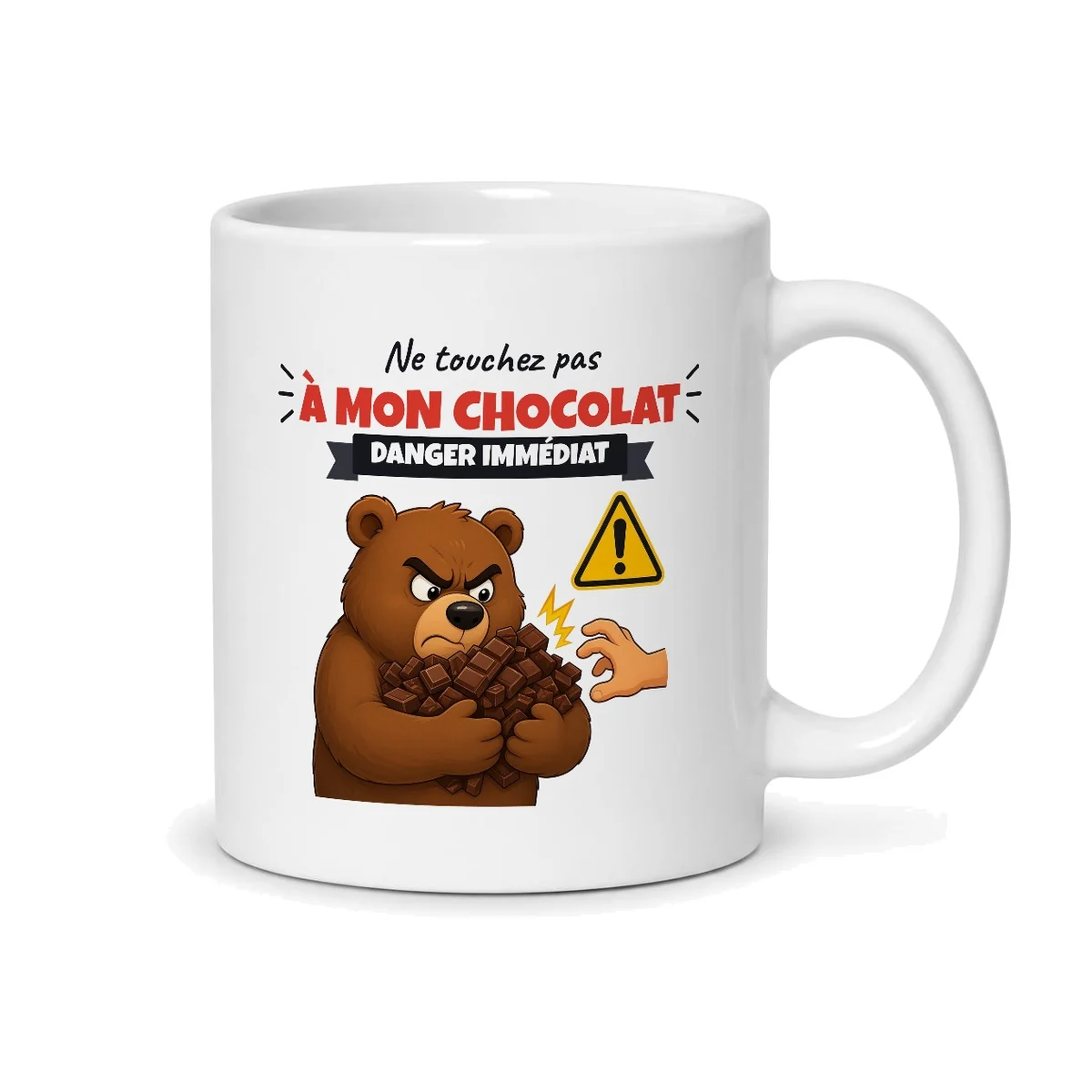 Mug chocolat – mug blanc vu du dos