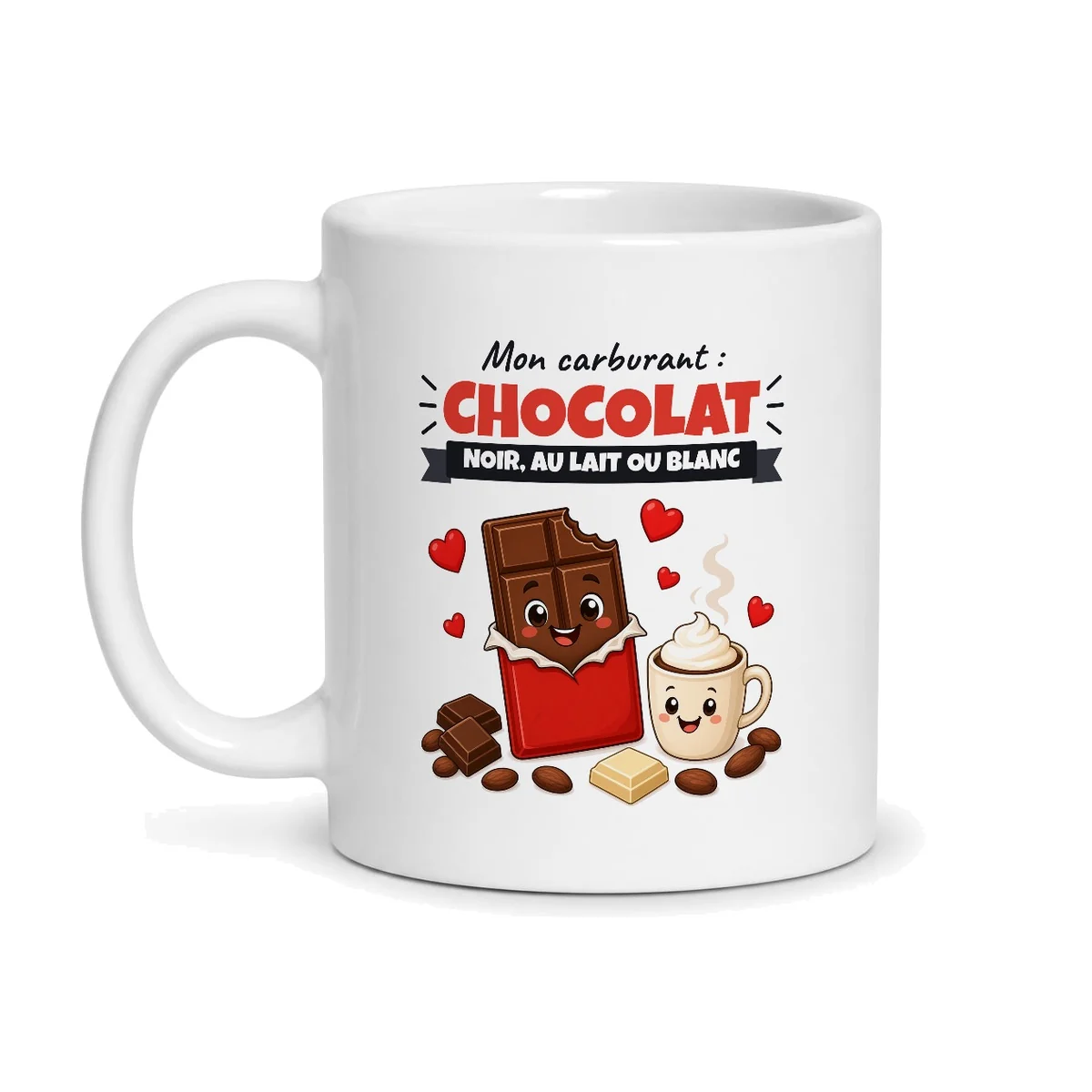 Mug chocolat – mug blanc vu de face