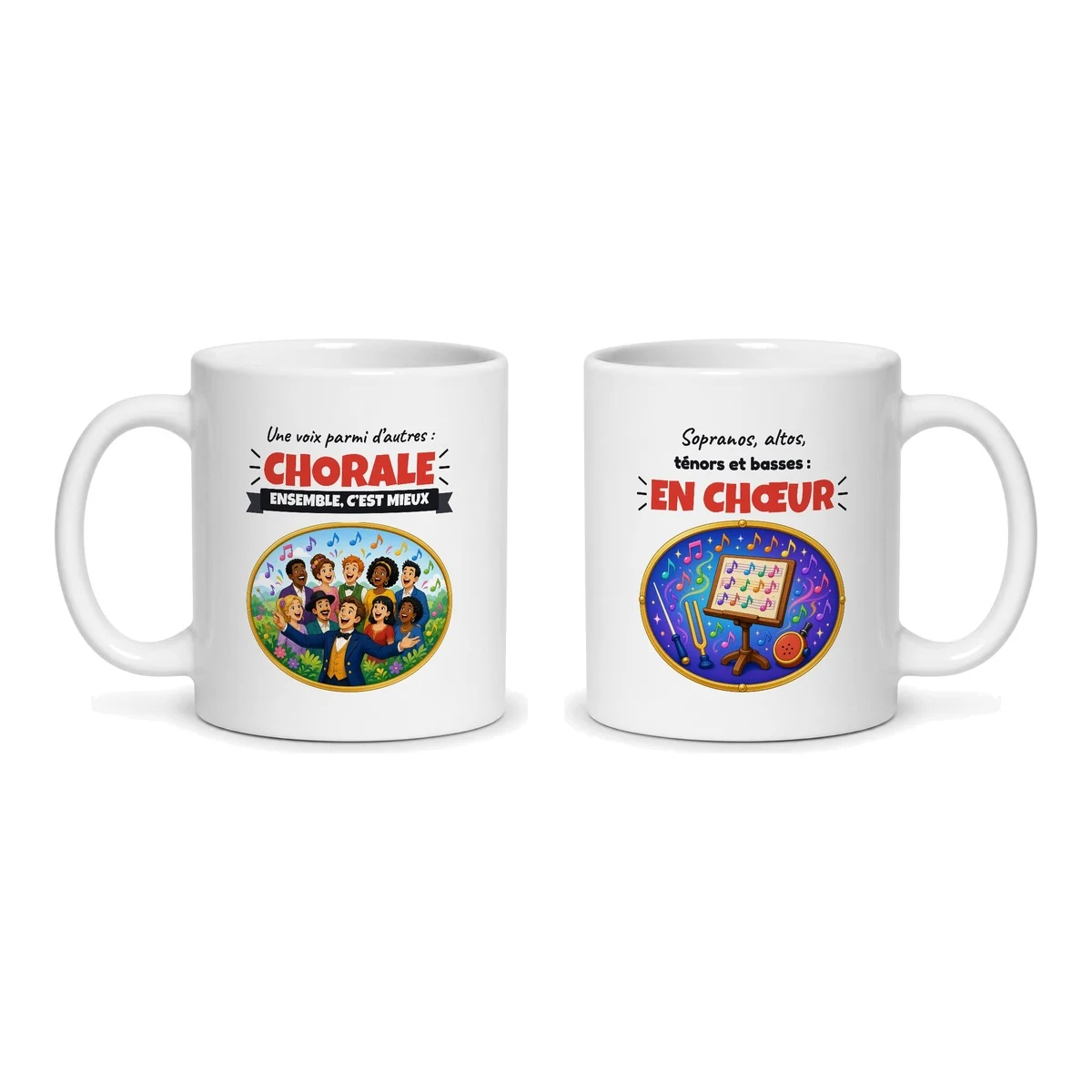 Mug chorale – les deux faces du mug côte à côte