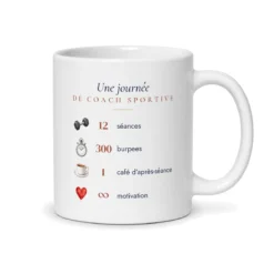 Mug coach sportive personnalisé prénom – mug blanc vu du dos