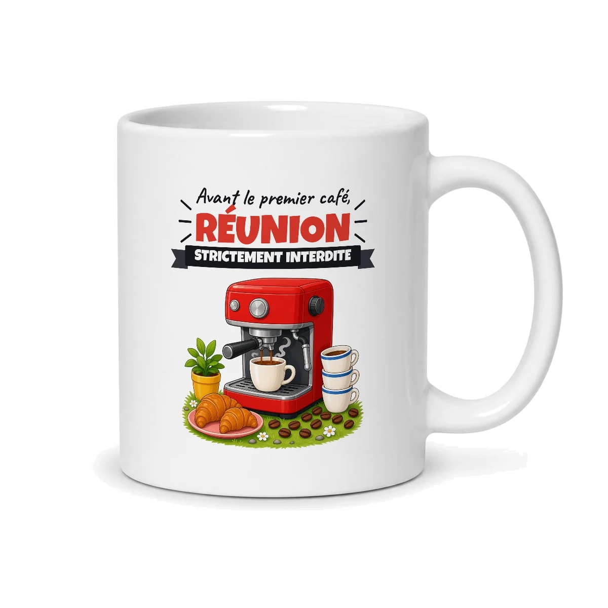 Mug collègue accro au café – mug blanc vu du dos