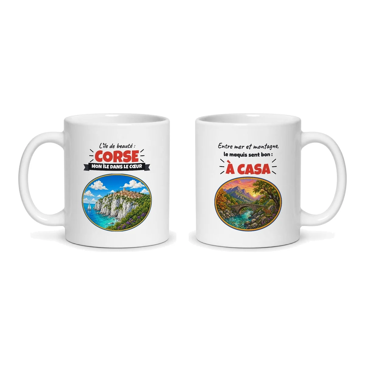 Mug Corse – les deux faces du mug côte à côte