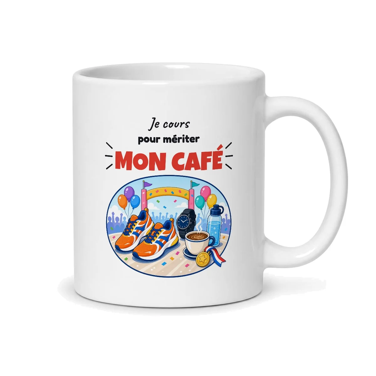 Mug course à pied – mug blanc vu du dos